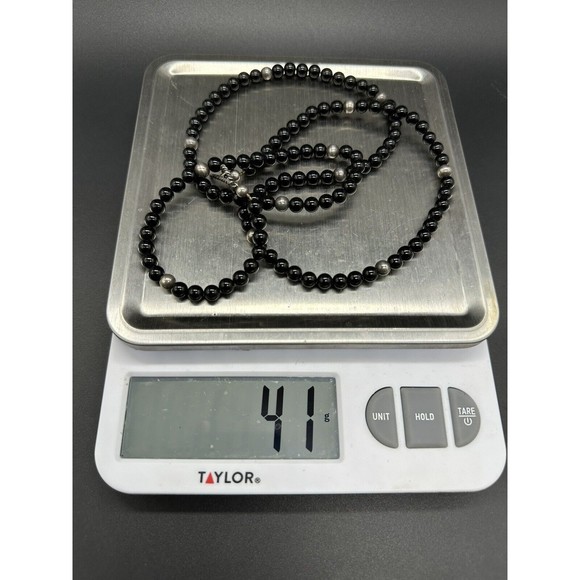 Vintage 925 Sterling Silver Black Tourmaline Necklace 32” 41g - Picture 6 of 6